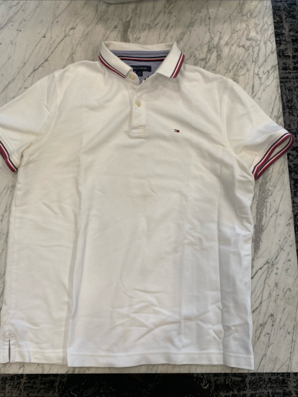 Tommy Hilfiger White Polo with Red & Navy Trim